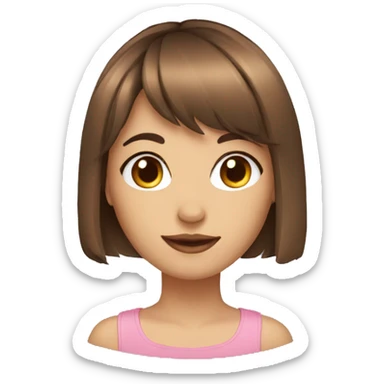 girl short brown hair with bang sticker