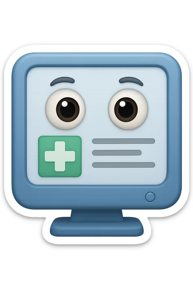 emoji 3d stile iphone di schermo di pc medico con occhi 3d sticker