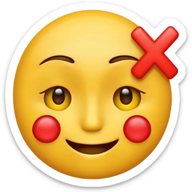 a emoji with its eyes closed, with a red X in its eyes sticker