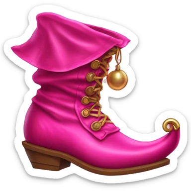 Realistic isolated hot pink elf boots with bells. sticker