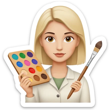 artist with palette and paintbrushes sticker