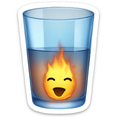 A water glass is burning sticker