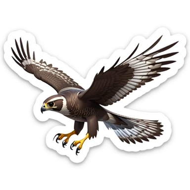 cinematic-falcon-realistic-full-body-diving-emoji,-sleek-aerodynamic-frame-plummeting-through-the-air-with-lightning-speed,-razor-sharp-talons-poised-for-the-strike,-feathered-wings-angled-for-maximum-precision,-keen-dark-eyes-locked-onto-its-prey,-patterned-grey-and-white-feathers-glinting-in-the-sun,-simplified-yet-realistic-focused-features,-highly-detailed,-glowing-with-a-sharp-intense-aura sticker