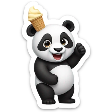 Panda eating ice cream saying hi sticker