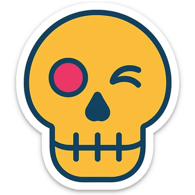 winking skull sticker