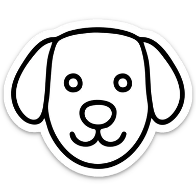 brown and white cartoon dog outlined icon sticker