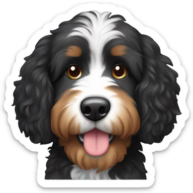 bernedoodle with computer sticker