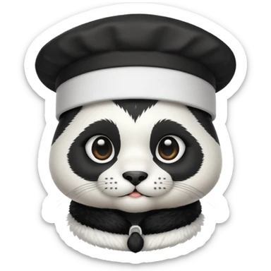 cute panda cat head with white cook hat sticker
