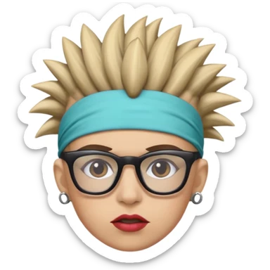 extreme mohawk person face headband glassess excessive makeup sticker