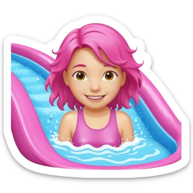 girl on a pink waterslide sticker