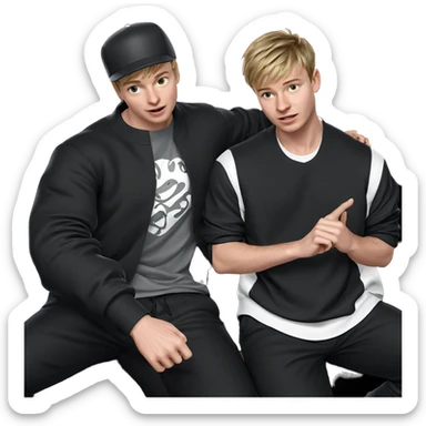 two boys with stylish outfits sticker