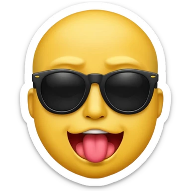 arrogant emoji wearing dark sunglasses sticking its tongue out sticker