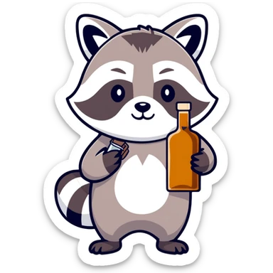 Raccoon with whiskey  sticker