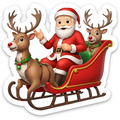 Santa in sleigh with 8 Reindeers sticker