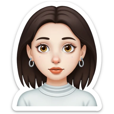 brunette girl with white skin and nose ring pearcing  sticker