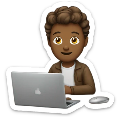 Homme brun devant un ordinateur sticker