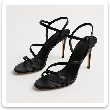 a pair of strappy stiletto heels, fashionable, minimalistic, on a white background sticker
