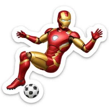 Iron man scoring a goal sticker