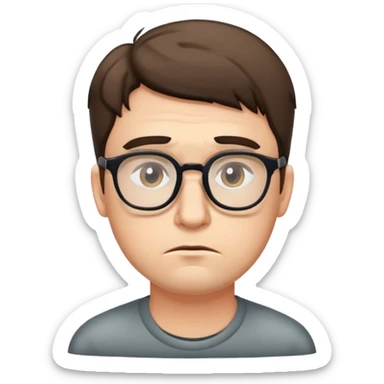 Sad man with glasses on sticker