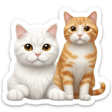 White Scottish fold and ginger cat sticker