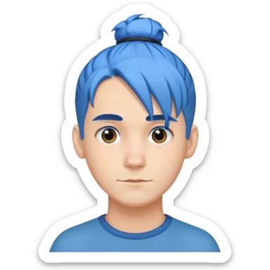 a man with blue one bun hair sticker