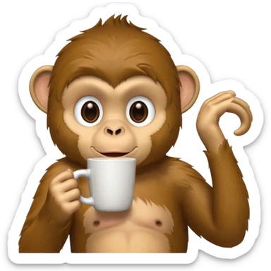 monkey sipping coffee side sticker