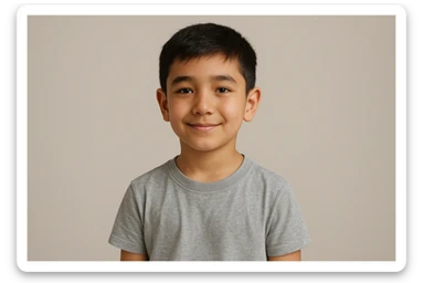 menga 10 11 yoshli bolani tasvirlab ber orqa fonda hech qanday narsa bo'lmasin va u bola o'zbek bo'lsin hech qanday milliy liboslarsiz sticker