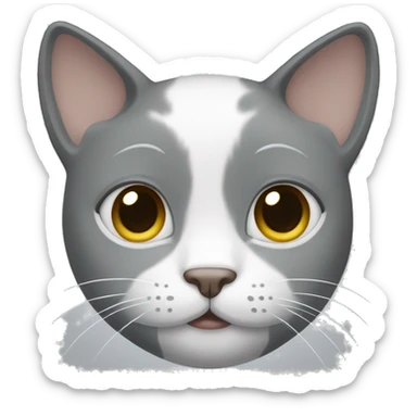 gray and white cat face  sticker