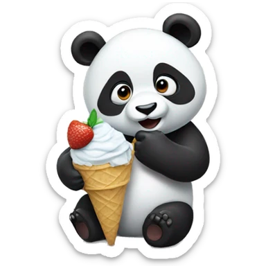 Panda eating ice cream sticker