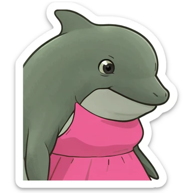Dolphin wearing pink dress sticker