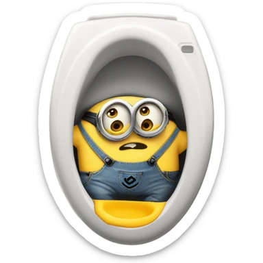 Minion hiding on toilet because he did something wrong sticker