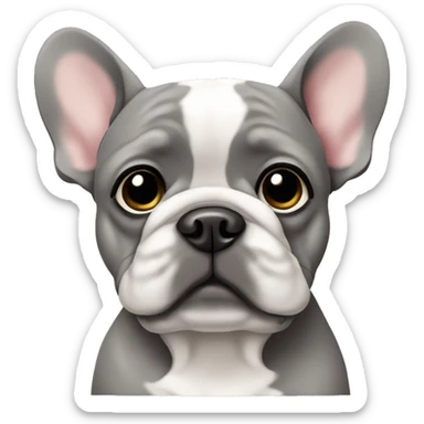 Grey Frenchie with one floppy ear sticker