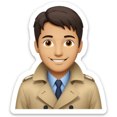Guy in trenchcoat flashing sticker