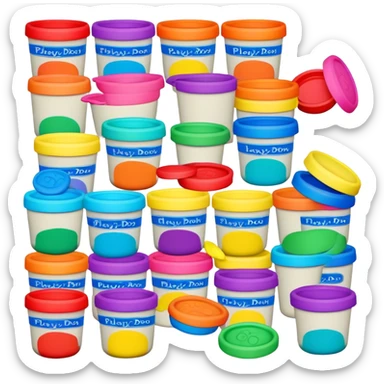 Play-Doh containers with colorful clay sticker