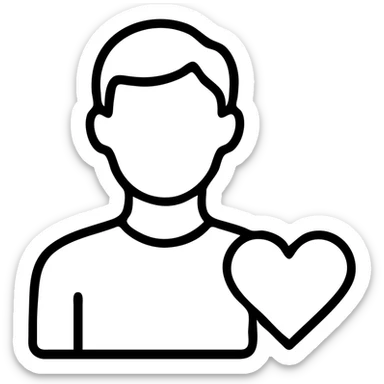 Boyfriend outline icon, male figure with heart symbol sticker