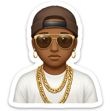 rapper with gold chains and sunglasses sticker