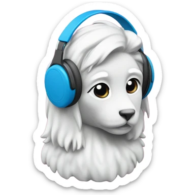 gata amistosa con auriculares, en tonos fucsia #ec058c, blanco y azul oscuro sticker