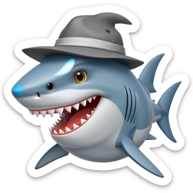 shark with a hat sticker