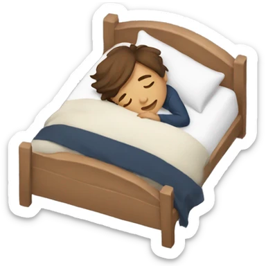 Brown hair boy sleeping in bed sticker