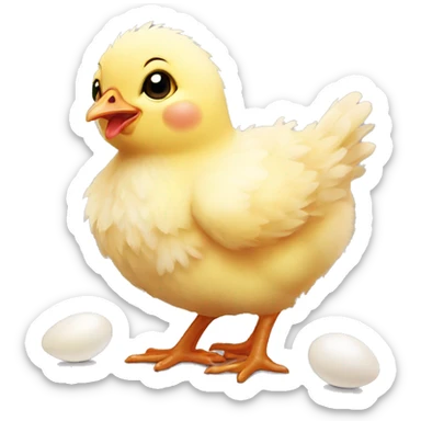baby chicken with egg shell sticker