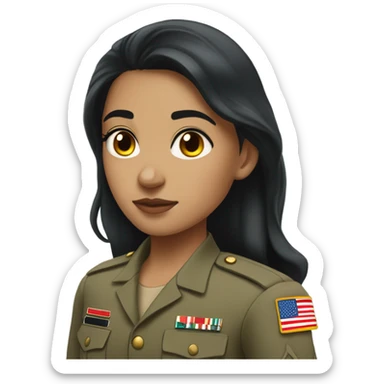 White skin colort pakistani girl with black long hair marine corps  sticker