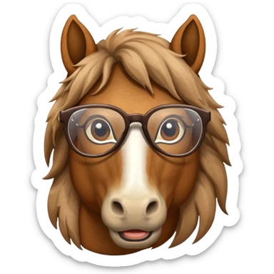 brown horse head with glasses sticker