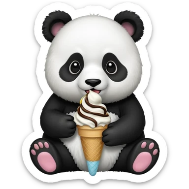 Panda eating ice cream sticker