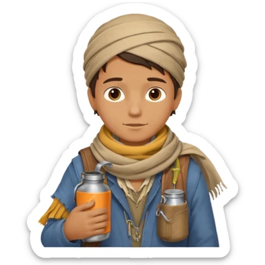Boy + scarf + canteen,Desert Nomads. sticker
