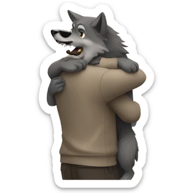 wolf hug sticker