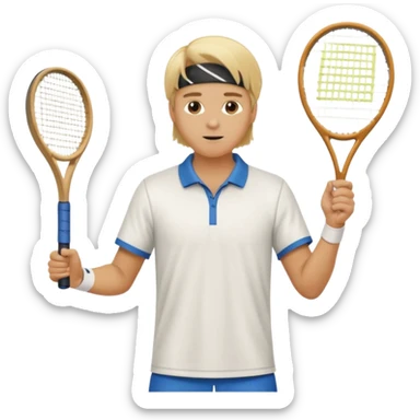Mid long blonde hair why guy playing tennis sticker