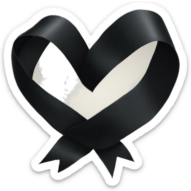 black heart with black ribbon sticker