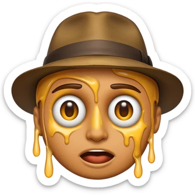 Emoji of steven miller’s face melting like in Raiders of the lost ark sticker