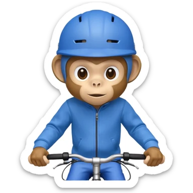 monkey wearing blue bicycle helmet, sweatshirt sticker