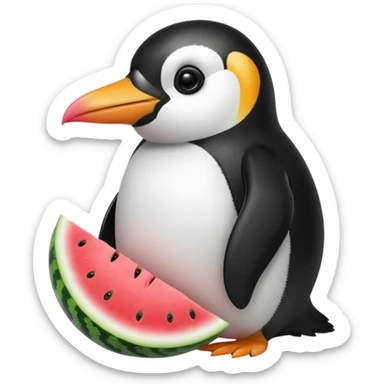 penguin eating watermelon sticker